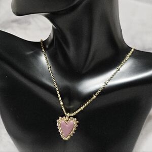 Kendra Scott Ansley Beaded Heart Pendant Necklace in Gold Lilac Phosphate